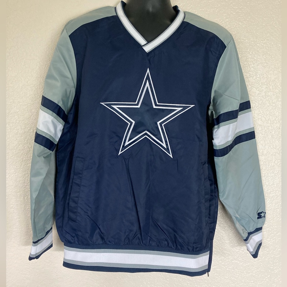 Starter Men's Dallas Cowboys Pullover NFL Navy gray Jacket size L